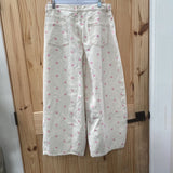 WOMENS PEACH LOVE IVORY JEANS W/PINK DOTS L
