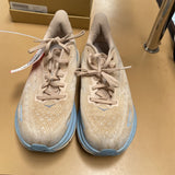 WOMENS HOKA SHOES IVORY/SKY BLUE 8B