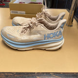 WOMENS HOKA SHOES IVORY/SKY BLUE 8B