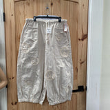 WOMENS DAVI & DANI TAUPE/WHITE STRIPE PANTS 1XL NWT