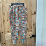 WOMENS ROCK & ROLL LEOPARD SWEATPANTS W/CACTUS PLANTS L