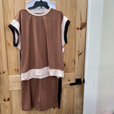 WOMENS 2PC SET BROWN/TAN/BLK XL