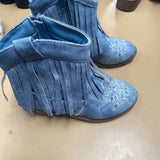 GIRLS PAWZ DENIM JEAN BOOTS 12
