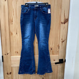 WOMENS BAMMBOO DK DENIM FLARE JEANS W/STARS 11