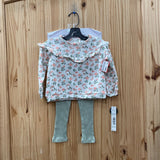 GIRLS NICOLE MILLER 2PC SET WHITE/SAGE/CORAL FLORAL 18M NWT