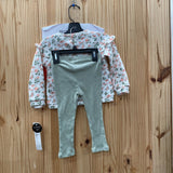 GIRLS NICOLE MILLER 2PC SET WHITE/SAGE/CORAL FLORAL 18M NWT
