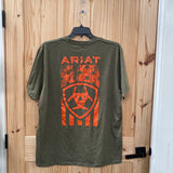 MENS ARIAT OLIVE GREEN/ORANGE SHIRT XXL