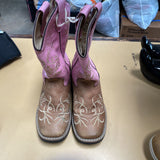 GIRLS OLD WEST BOOTS PINK/CHESTNUT 12.5D