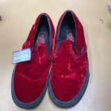 VANS RED VELOUR SHOES MENS 5 WOMENS 6.5
