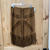 WOMENS SYDNEY BROWN SKIRT W/FRINGE L