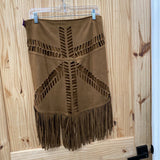 WOMENS SYDNEY BROWN SKIRT W/FRINGE L