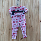GIRLS MILLIE & MYLES 2PC PAJAMA SET PINK W/STRAWBERRIES 18M