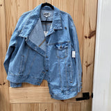 WOMENS LT DENIM JEAN JACKET RAISED ON DOLLY L NWT