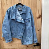 WOMENS LT DENIM JEAN JACKET MENTALLY IN STARS HOLLOW L NWT