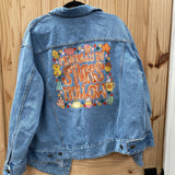 WOMENS LT DENIM JEAN JACKET MENTALLY IN STARS HOLLOW L NWT