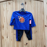 BOYS ADIDAS 2PC SET BLUE/BLK W/BASKETBALL 6M