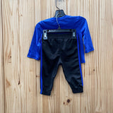 BOYS ADIDAS 2PC SET BLUE/BLK W/BASKETBALL 6M