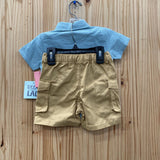 BOYS LITTLE LAD 2PC SET TEAL/TAUPE 18M