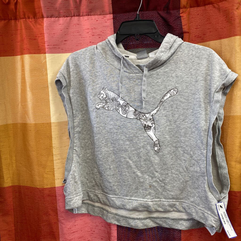WOMENS PUMA GRAY SL HOODED SHIRT L